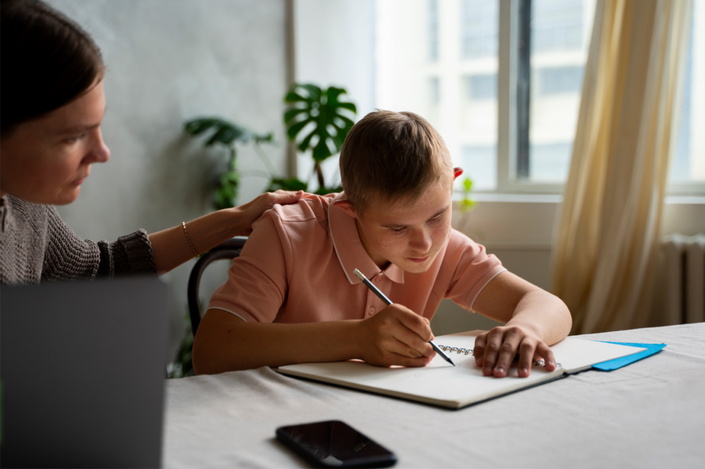 side-view-boy-woman-with-laptop
